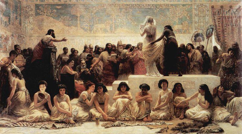 Edwin long,R.A. Der Heiratsmarkt von Babylon Spain oil painting art